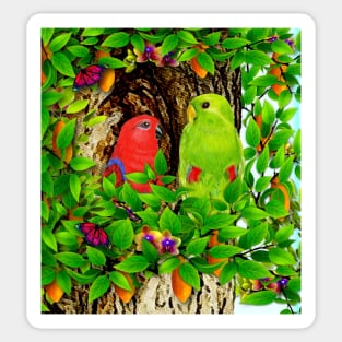 Nesting Parrots Sticker